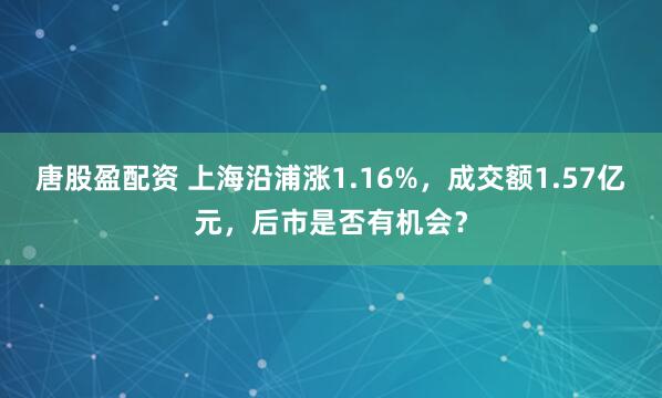 唐股盈配资 上海沿浦涨1.16%，成交额1.57亿元，后市是否有机会？